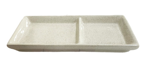 Plato De Ceramica Con Division Beige Jaspeado 21,5 X 11 Cm