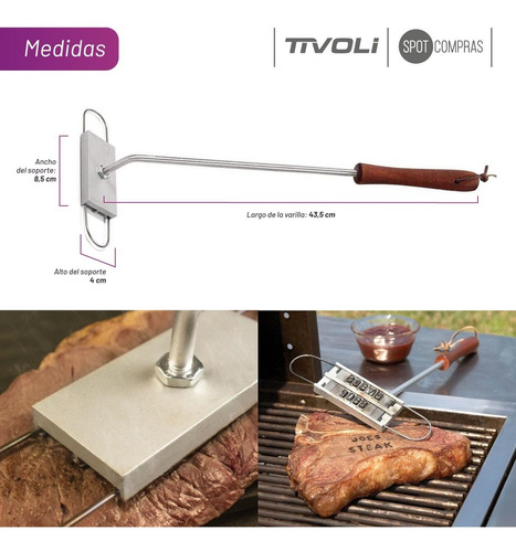 Sellador Marcador De Carne Tivoli Letras Hierro Parrillada