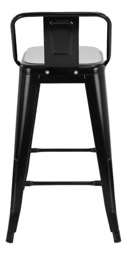 Banqueta Média Iron Tolix Encosto 66 Cm Industrial Almofada Cor Preto - Almofada Branca