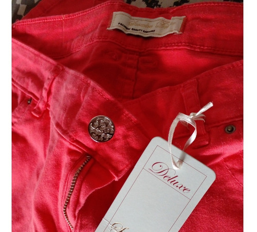 Jean Scombro Talle 32 Coral, Elastizado Divino Y Campera T3