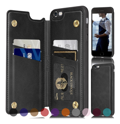 Suanpot Funda Tipo Cartera Para iPhone 6 Plus Con Bloqueo De