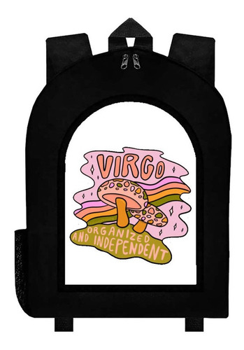 Mochila Negra Zodiaco Virgo Art#ar4