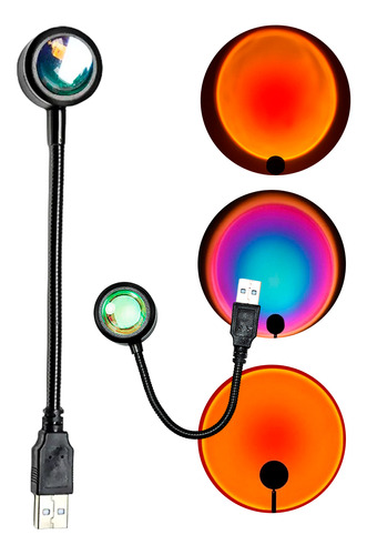 Lampara Flexible Led Sunset Atardecer Usb Rgb Giratoria 360