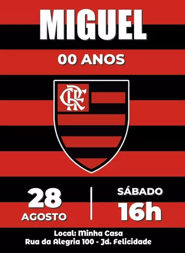 Convite Digital Aniversário Futebol Flamengo Ingresso