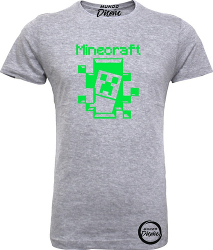 Polera De Hombre Manga Corta Minecraft Creeper