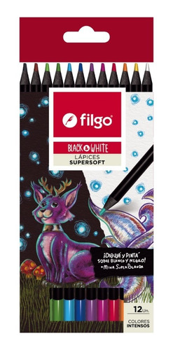 Lapices De Colores Filgo Black & White Supersoft X12 U