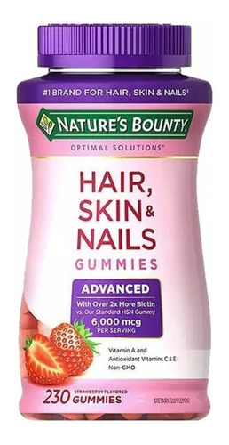 Hair Skin & Nails Biotina Americana Natures Bounty 230 Gomas