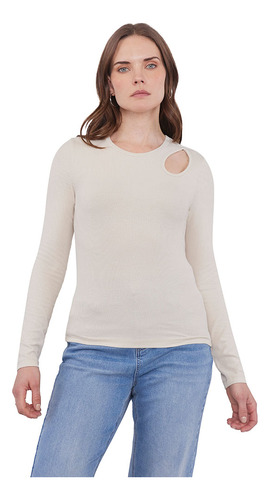 Polera Mujer Cut Out Crudo Corona