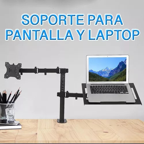 Soporte Doble Portátil Escritorio Pantalla Laptop 32 Pulgada Color Negro Ele-Gate HOLD.85