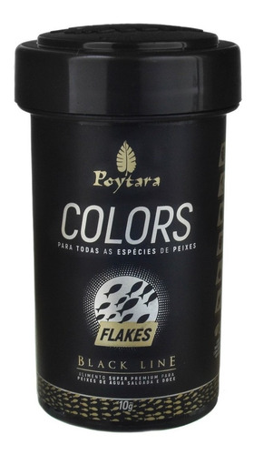 Ração Para Peixes Black Line Colors Flakes 10g Poytara