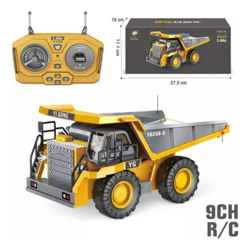 1:24 9ch Vehículo De Camión Volquete Aleación Rc Color Naran