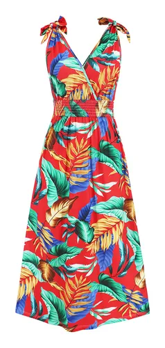 Vestido De Playa Hawaiano Vestido Largo Estampado Zm Cuotas sin