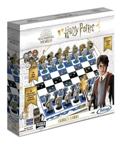 Jogo De Xadrez E Damas Harry Potter Tabuleiro Chess Crianças