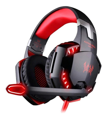 Auriculares gamer Kotion Gamer G2000 negro y rojo con luz LED