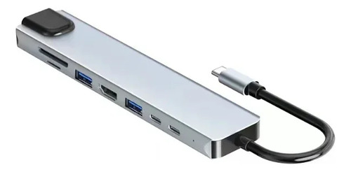 Adaptador Hub 8 En 1 Tipo C A Usb, Hdmi, Rj45, Pd, Tipo C