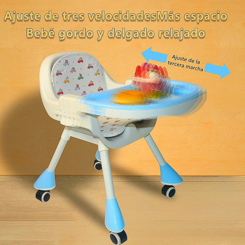 Ajustable Silla Alta Periquera Para Bebé Con Bandeja Silla Para Bebe 3 En 1 Azul