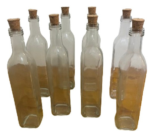 10 Botellas Cuadrada De 500cc Con Corcho Aceite Licores Jugo