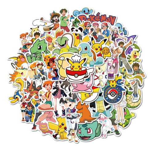 Set Stickers Pegatinas 50 Uni. Pokémon 4-7 Cm Nuevos 