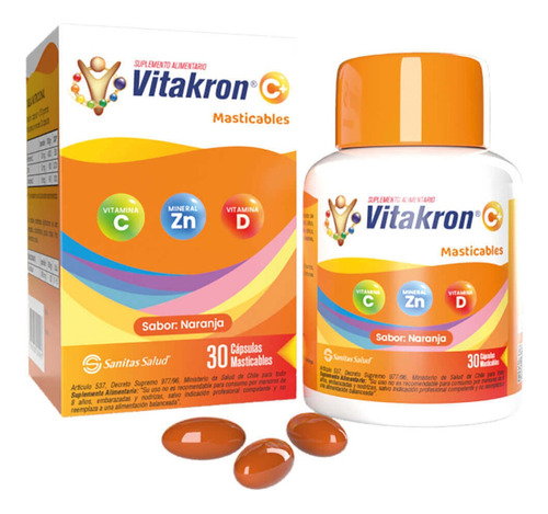 Vitakron C+ 30 Cápsulas Masticables (vit C Y D + Zinc) Niños