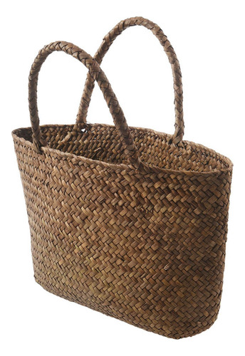 10x Bolsa De Palha Casual, Sacolas De Vime Natural, Trança F