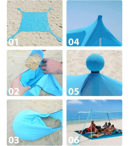 Imagen 7 de 9 de Carpa De Playa Gazebo Toldo Portátil 2 Posiciones Playera