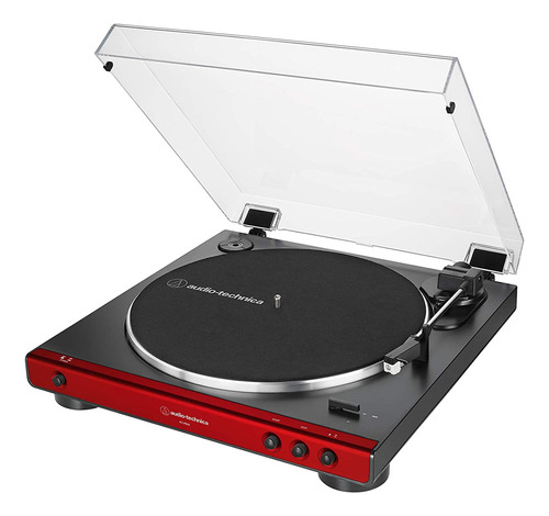 Reproduce discos de vinilo Audio Technica AT-LP60x, automático, color rojo 110 V/220 V