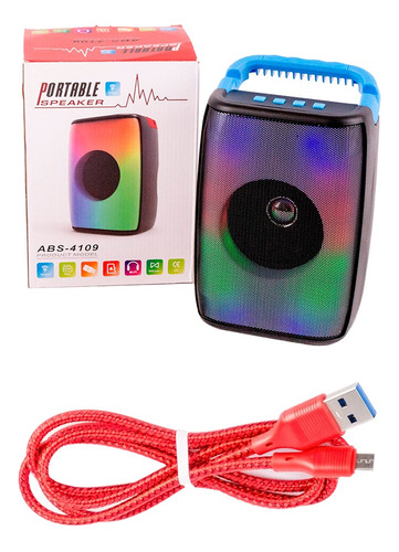 Parlante Bluetooth 4´ Portatil Luz Micrófono Cable Reforzado