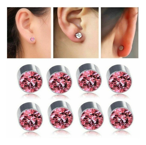 Aretes Rosados Sin Hueco, Piercing, Pendiente, Magnetico 