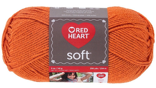 Estambre Acrílico Suave Liso Soft Yarn Red Heart Coats Color Tangerine 4422