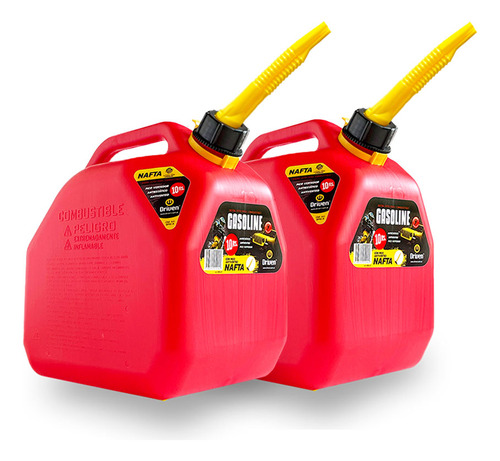 Combo Bidones Rojos Para Combustible X2 - 10 Lts Driven