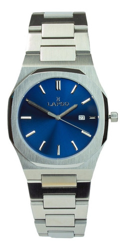 Reloj Lapso Plata 3 Manecillas Plata Dial Azul Con Fecha