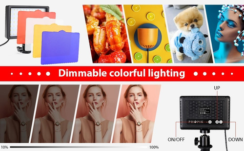 Imagen 8 de 10 de Kit 2 Iluminador Panel Led Usb Soporte C/ Filtros De Color
