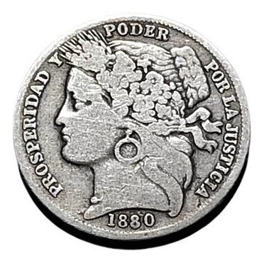 1 Peseta Perú 1880 República España Moneda Plata Colección 
