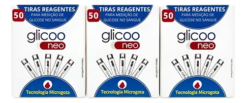 Tiras Reagentes Glicose Glicoo Neo TC01 150 Unidades Branco