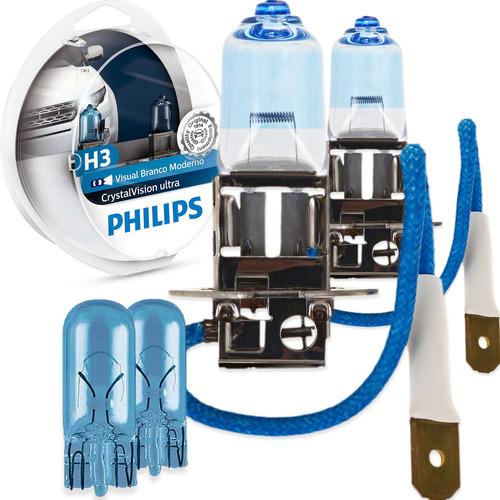 Imagem 1 de 6 de Par Kit Lâmpadas Philips Crystal Vision Ultra H3 55w 12v