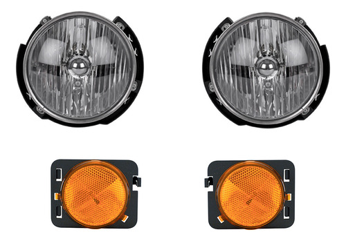 Paquete De 2 Faros Y 2 Cuartos Wrangler 2007/2015 Depo