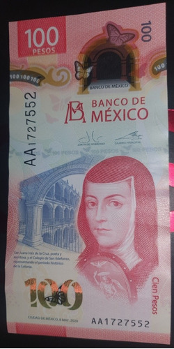 Billete De $100 Pesos Sor Juana Serie Aa .!!!