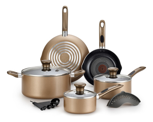 T-fal Batería De Cocina 14 Piezas Ollas Y Sartenes Bronce