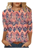 Comprar Blusas Estampadas Para Mujer, Manga Corta, Cuello Redondo