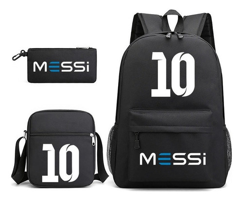 10 mochilas unisex de Lionel Messi, bolsa para lápices, color negro