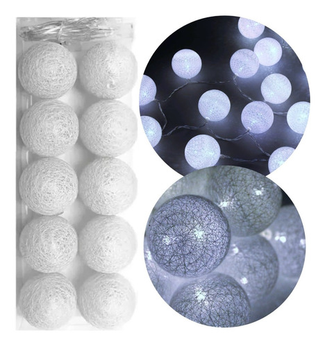 Guirnalda Luces Led Bola Hilo Nido Blanco Deco