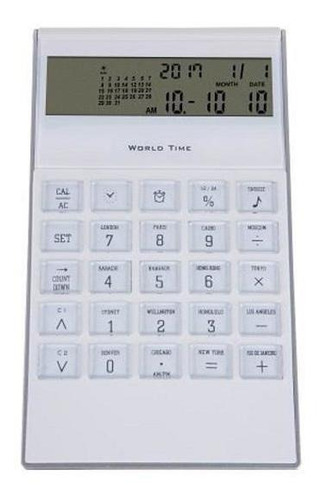 Relógio Calculadora E Calendário Herweg Branca 8506-242