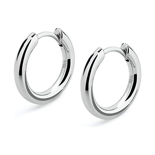 Aros De Plata Esterlina Y Baño De Oro Blanco 14k