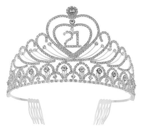 Tiara Plateada De Cristal Con Diamantes De Imitación Crown S