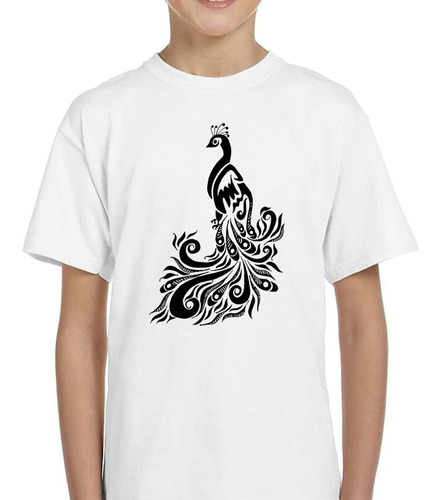 Remera De Niño Pavo Real Dibujo Vector