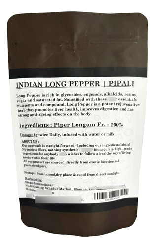 Raslok Pippali Seco De Pimienta Larga India 100 G
