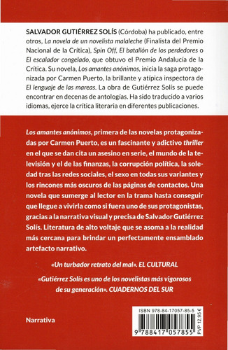 Los amantes anónimos, de Gutiérrez Solís, Salvador. Narrativa Editorial Almuzara, tapa blanda en español, 2022