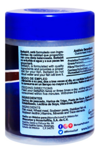Alimento Para Peces Betta 25 Gr. 50 Piezas Bettabit