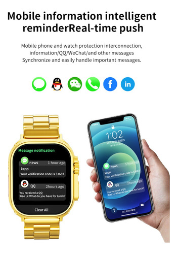 Relógios Smartwatch Feminino Gold Luxo + Pulseiras Brinde Nf