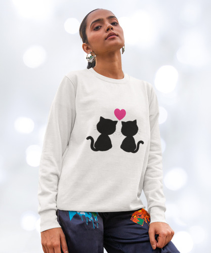 Sudadera Gatitos Y Corazón. Regalo Perfecto San Valentin